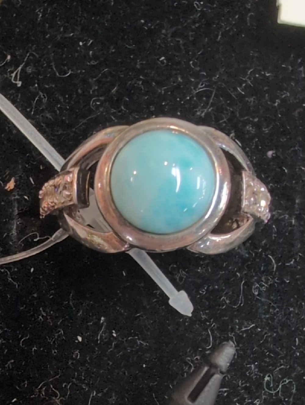 Sterling Silver Larimar Cabochon Ring in Blue